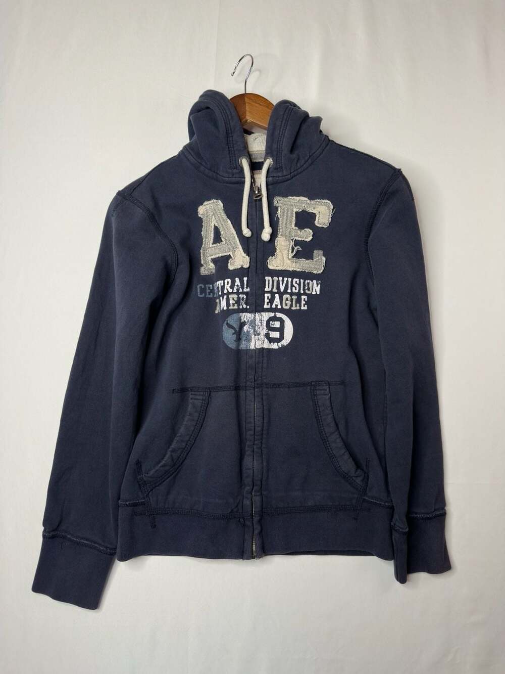 American Eagle Full Zip Hoodie Size XS Navy Blue Applique